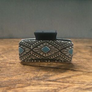 Geometric Silver and Blue Hair Clip